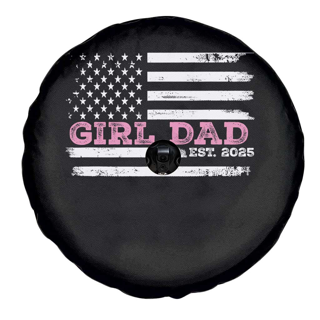 Dad Of Girl Est. 2025 Spare Tire Cover Father Girl To Be 2025 Daddy Fathers Day USA Flag