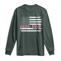 Dad Of Girl Est. 2025 Long Sleeve Shirt Father Girl To Be 2025 Daddy Fathers Day USA Flag