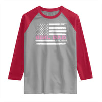 Dad Of Girl Est. 2025 Raglan Shirt Father Girl To Be 2025 Daddy Fathers Day USA Flag