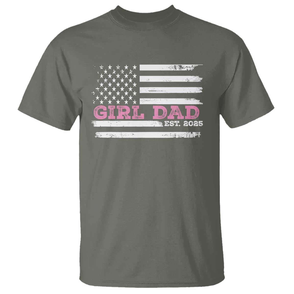 Dad Of Girl Est. 2025 T Shirt Father Girl To Be 2025 Daddy Fathers Day USA Flag