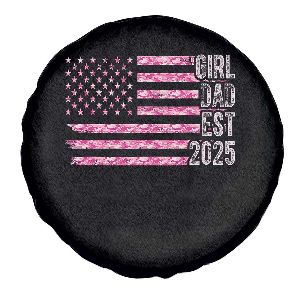 Dad Of Girl Est. 2025 Spare Tire Cover Father Girl To Be 2025 Daddy Camouflage Camo Flag