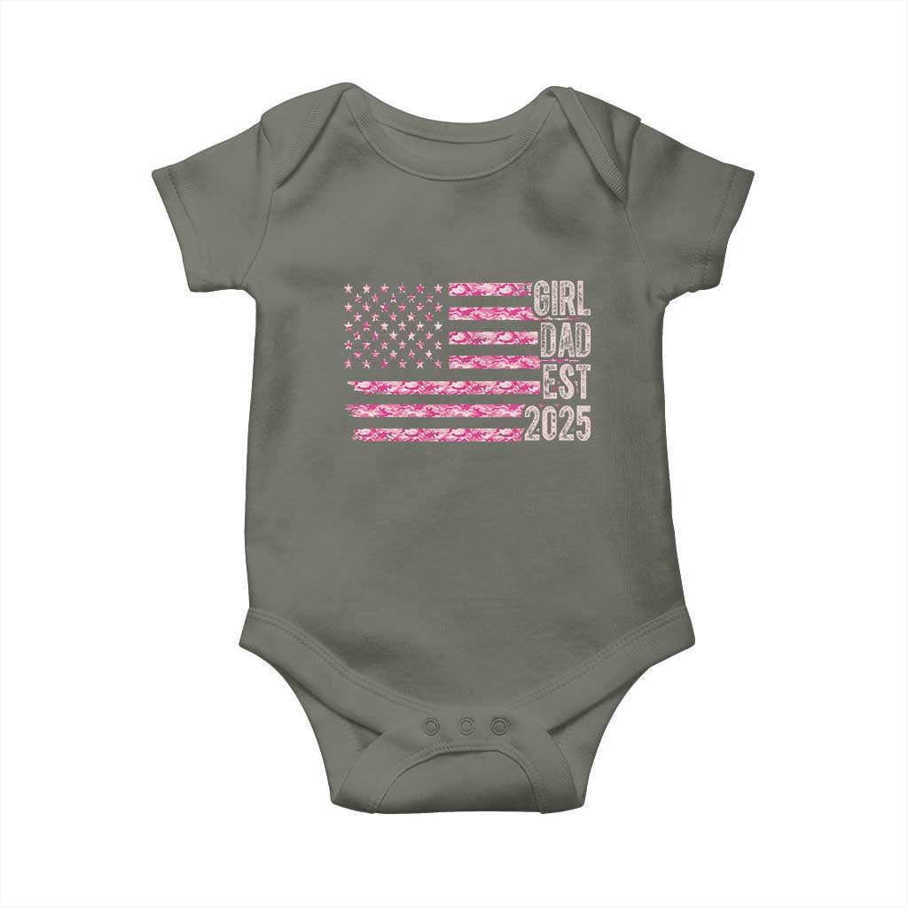 Dad Of Girl Est. 2025 Baby Onesie Father Girl To Be 2025 Daddy Camouflage Camo Flag