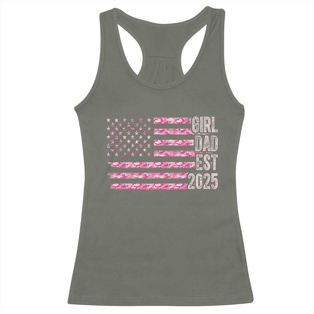 Dad Of Girl Est. 2025 Racerback Tank Top Father Girl To Be 2025 Daddy Camouflage Camo Flag