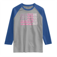 Dad Of Girl Est. 2025 Raglan Shirt Father Girl To Be 2025 Daddy Camouflage Camo Flag