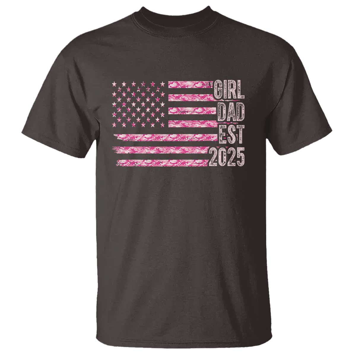 Dad Of Girl Est. 2025 T Shirt Father Girl To Be 2025 Daddy Camouflage Camo Flag
