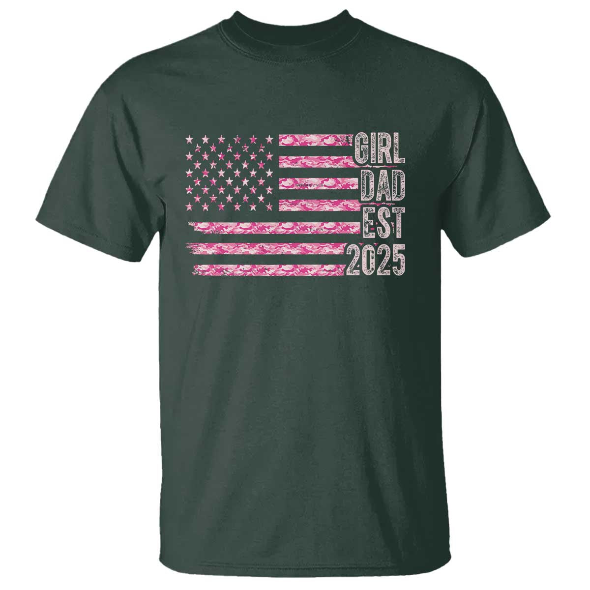 Dad Of Girl Est. 2025 T Shirt Father Girl To Be 2025 Daddy Camouflage Camo Flag