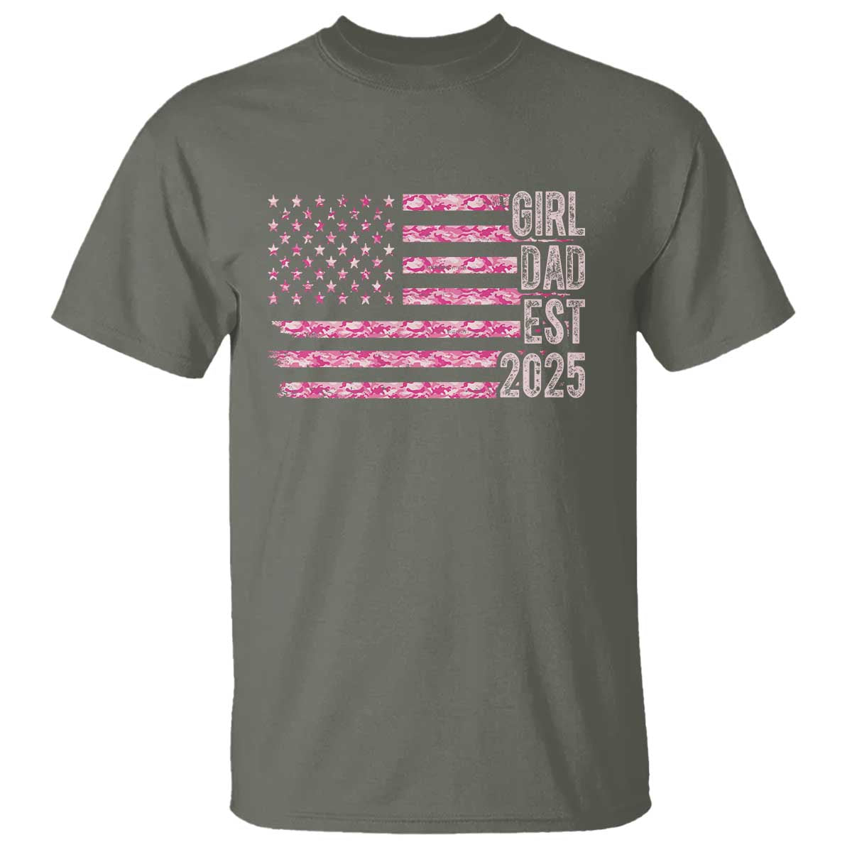 Dad Of Girl Est. 2025 T Shirt Father Girl To Be 2025 Daddy Camouflage Camo Flag
