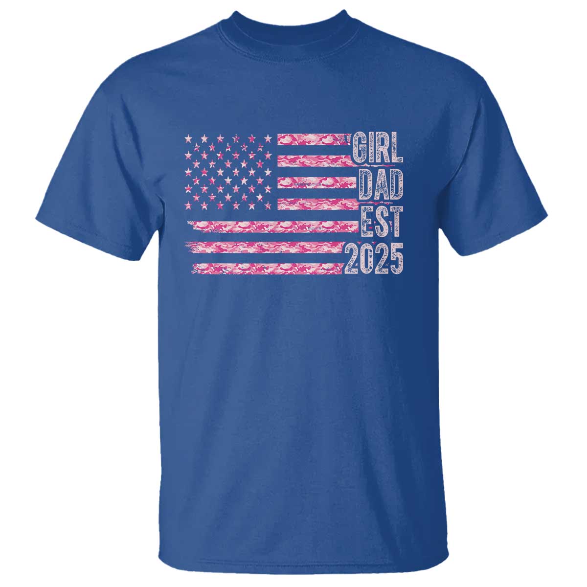 Dad Of Girl Est. 2025 T Shirt Father Girl To Be 2025 Daddy Camouflage Camo Flag