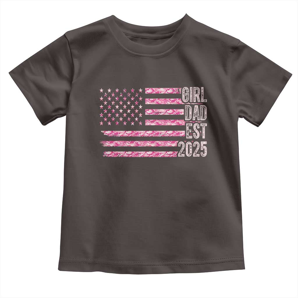 Dad Of Girl Est. 2025 Toddler T Shirt Father Girl To Be 2025 Daddy Camouflage Camo Flag