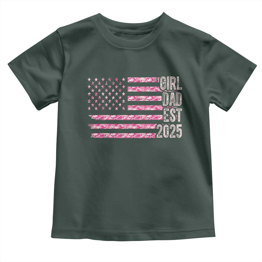 Dad Of Girl Est. 2025 Toddler T Shirt Father Girl To Be 2025 Daddy Camouflage Camo Flag