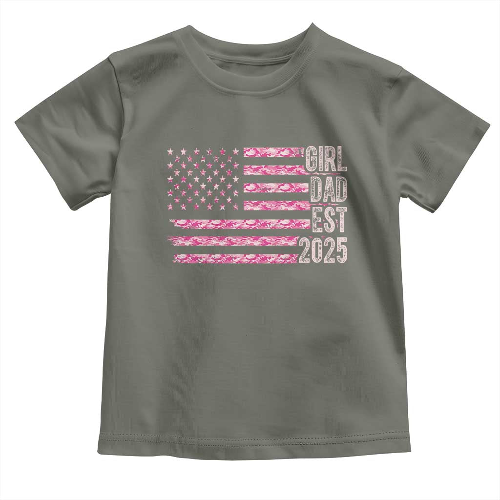 Dad Of Girl Est. 2025 Toddler T Shirt Father Girl To Be 2025 Daddy Camouflage Camo Flag
