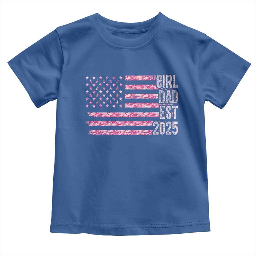 Dad Of Girl Est. 2025 Toddler T Shirt Father Girl To Be 2025 Daddy Camouflage Camo Flag