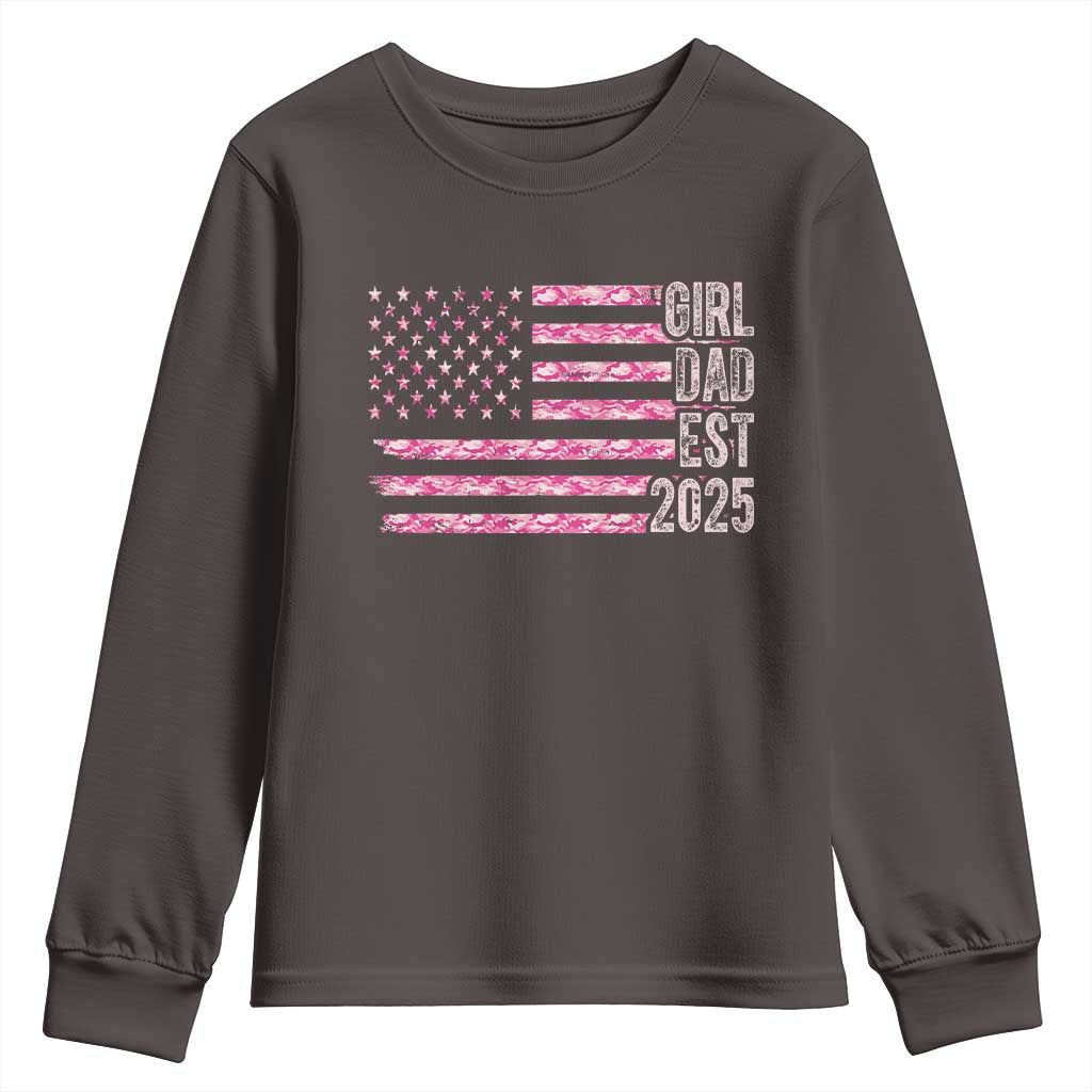 Dad Of Girl Est. 2025 Youth Sweatshirt Father Girl To Be 2025 Daddy Camouflage Camo Flag