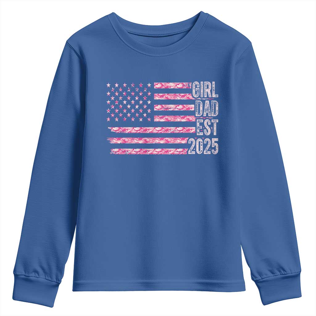 Dad Of Girl Est. 2025 Youth Sweatshirt Father Girl To Be 2025 Daddy Camouflage Camo Flag