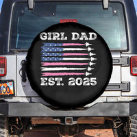 Girl Dad Est. 2025 Spare Tire Cover American USA Flag Pink Dad Fathers Day