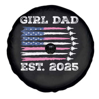 Girl Dad Est. 2025 Spare Tire Cover American USA Flag Pink Dad Fathers Day