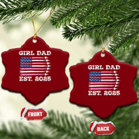 Girl Dad Est. 2025 Ceramic Ornament American USA Flag Pink Dad Fathers Day - Wonder Print Shop