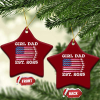Girl Dad Est. 2025 Ceramic Ornament American USA Flag Pink Dad Fathers Day - Wonder Print Shop