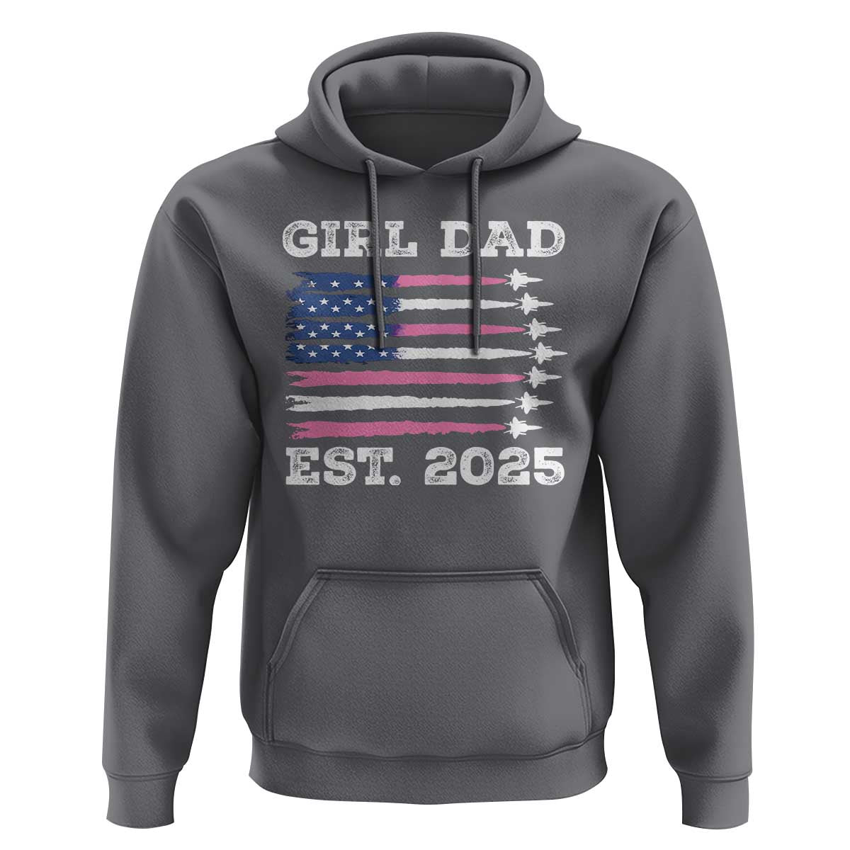 Girl Dad Est. 2025 Hoodie American USA Flag Pink Dad Fathers Day