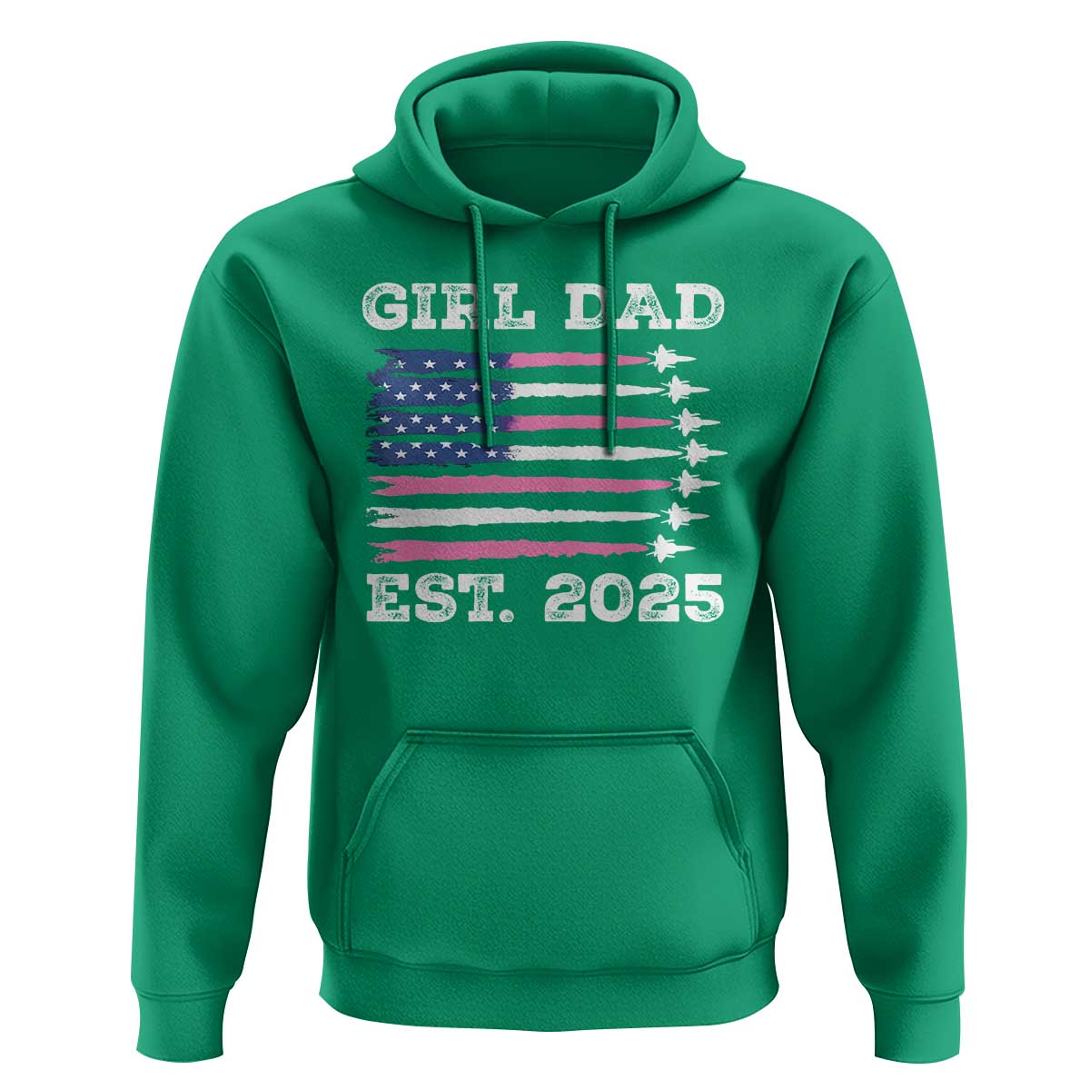 Girl Dad Est. 2025 Hoodie American USA Flag Pink Dad Fathers Day