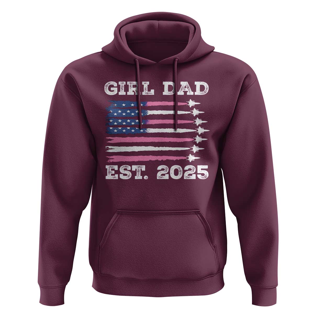 Girl Dad Est. 2025 Hoodie American USA Flag Pink Dad Fathers Day