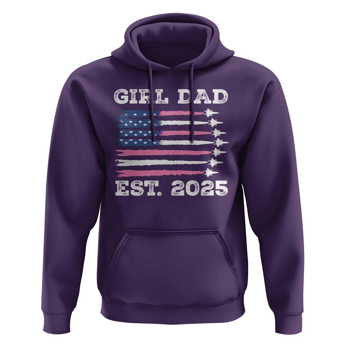 Girl Dad Est. 2025 Hoodie American USA Flag Pink Dad Fathers Day