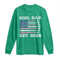 Girl Dad Est. 2025 Long Sleeve Shirt American USA Flag Pink Dad Fathers Day