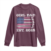 Girl Dad Est. 2025 Long Sleeve Shirt American USA Flag Pink Dad Fathers Day
