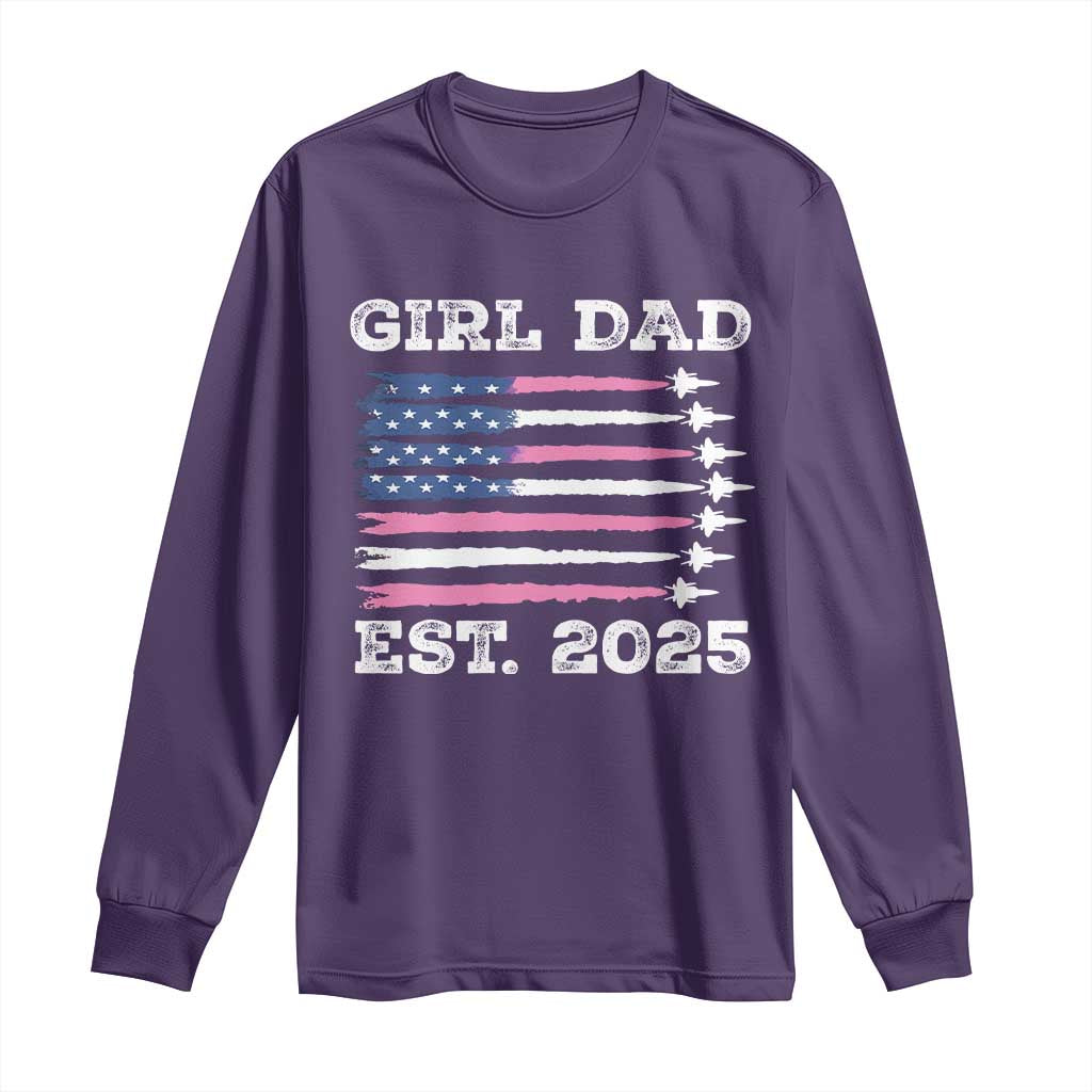 Girl Dad Est. 2025 Long Sleeve Shirt American USA Flag Pink Dad Fathers Day