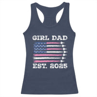 Girl Dad Est. 2025 Racerback Tank Top American USA Flag Pink Dad Fathers Day