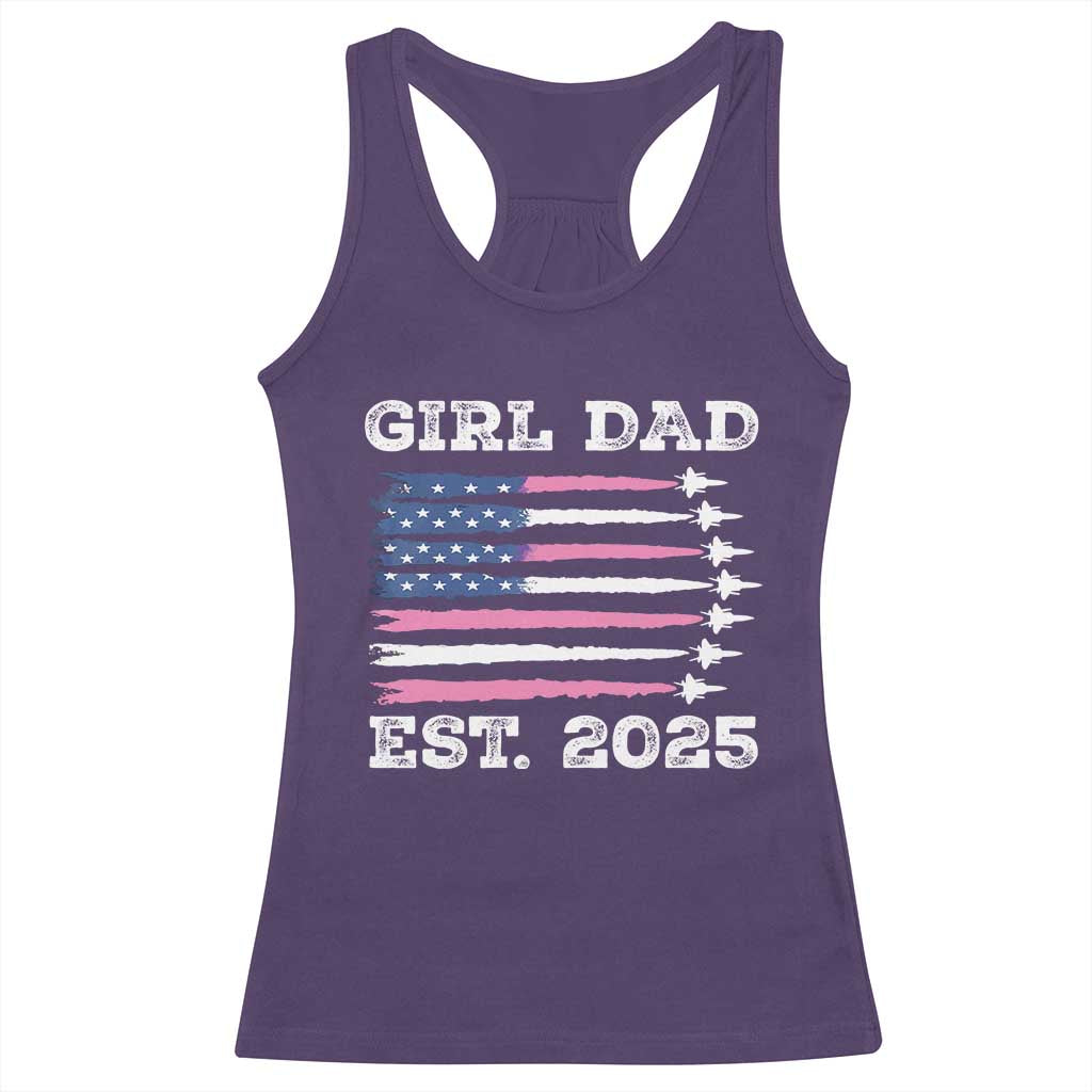 Girl Dad Est. 2025 Racerback Tank Top American USA Flag Pink Dad Fathers Day
