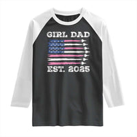 Girl Dad Est. 2025 Raglan Shirt American USA Flag Pink Dad Fathers Day
