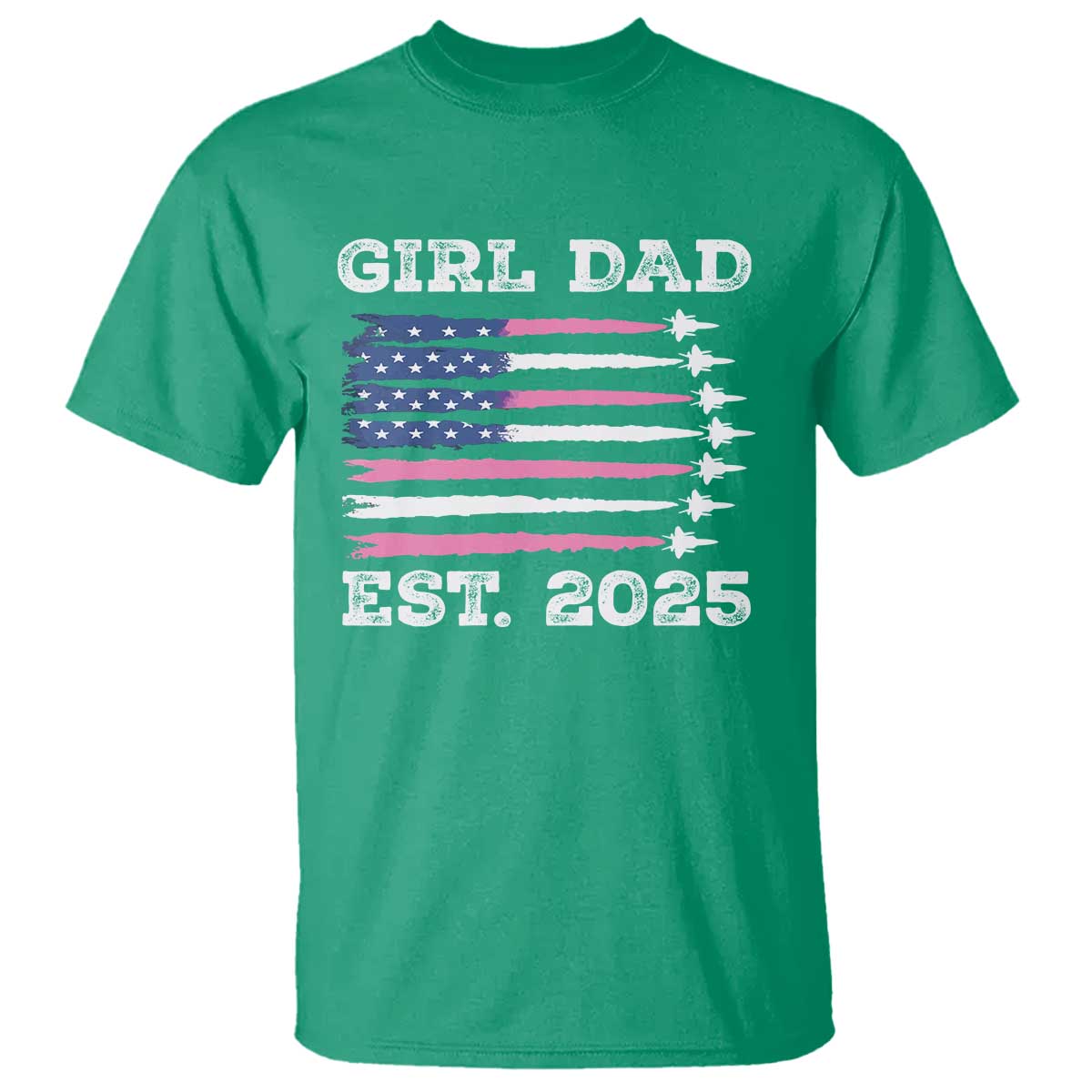 Girl Dad Est. 2025 T Shirt American USA Flag Pink Dad Fathers Day