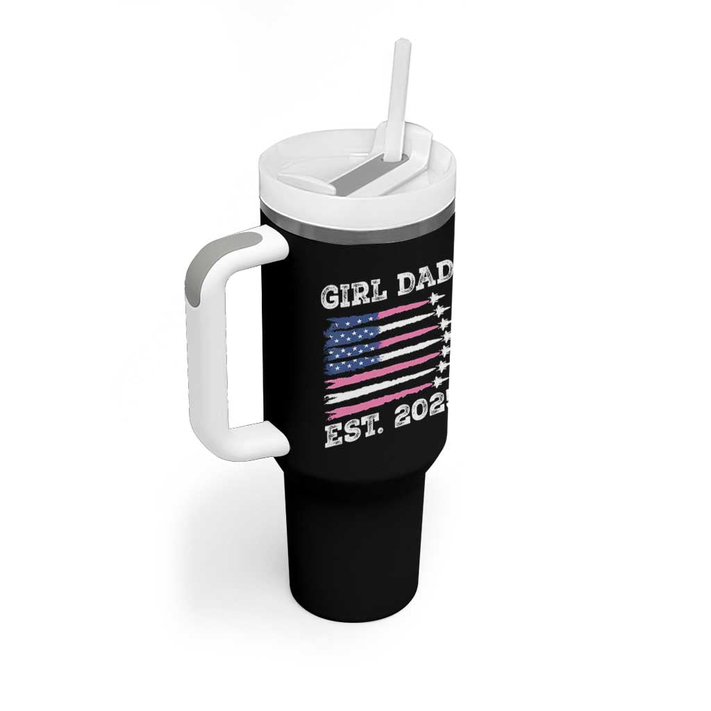 Girl Dad Est. 2025 Tumbler With Handle American USA Flag Pink Dad Fathers Day