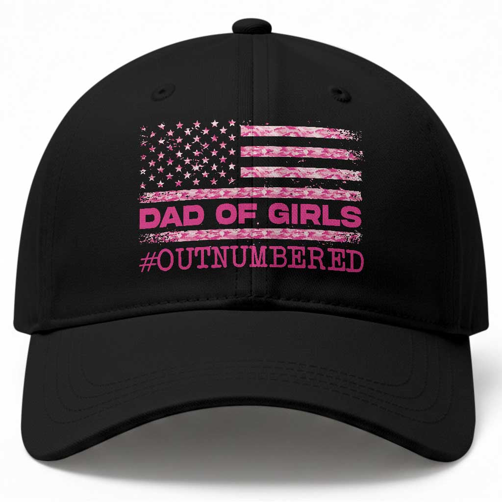 Dad Of Girls Baseball Cap Funny Girl Dads Pink Camo American Flag
