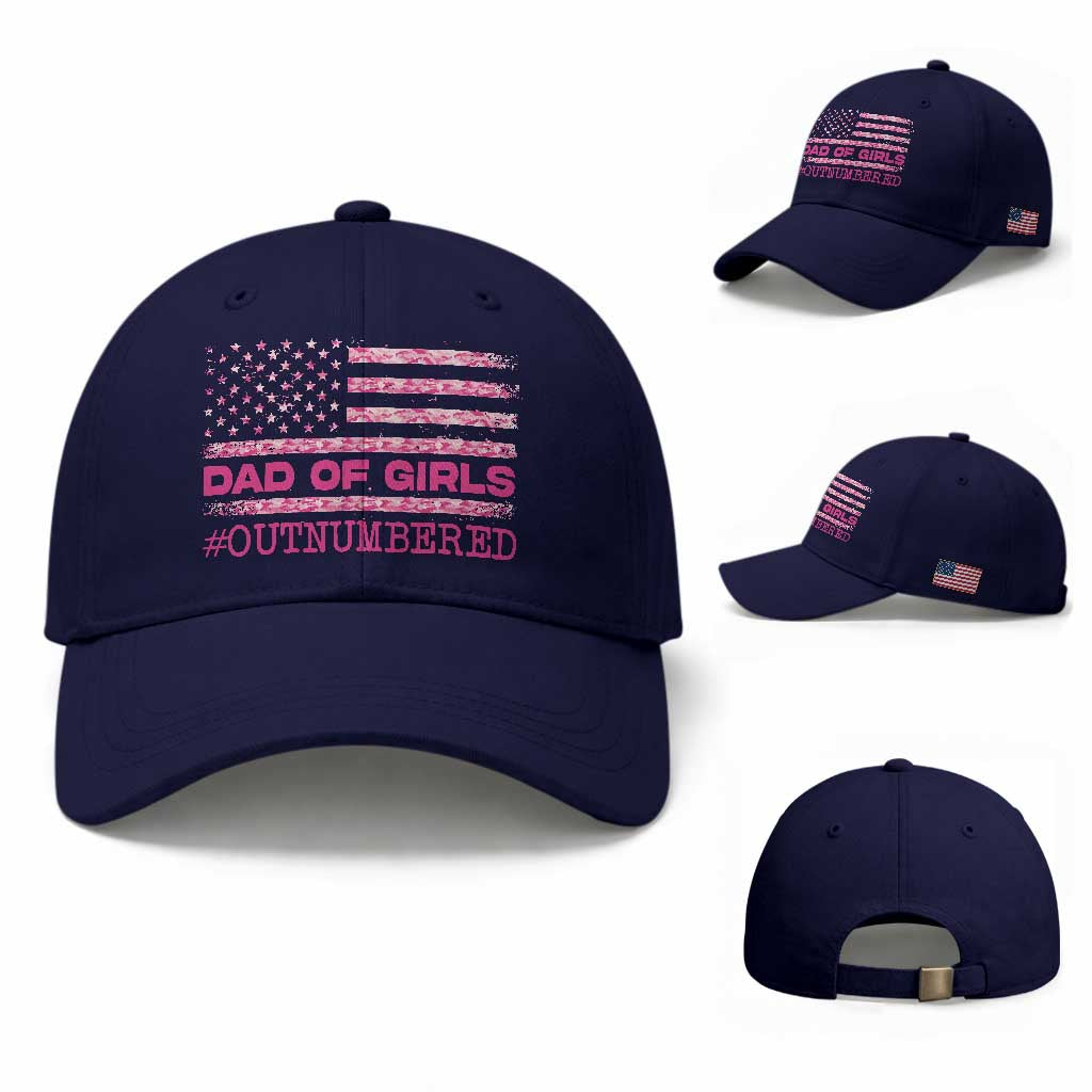 Dad Of Girls Baseball Cap Funny Girl Dads Pink Camo American Flag