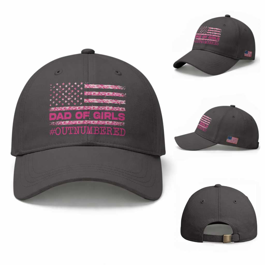 Dad Of Girls Baseball Cap Funny Girl Dads Pink Camo American Flag