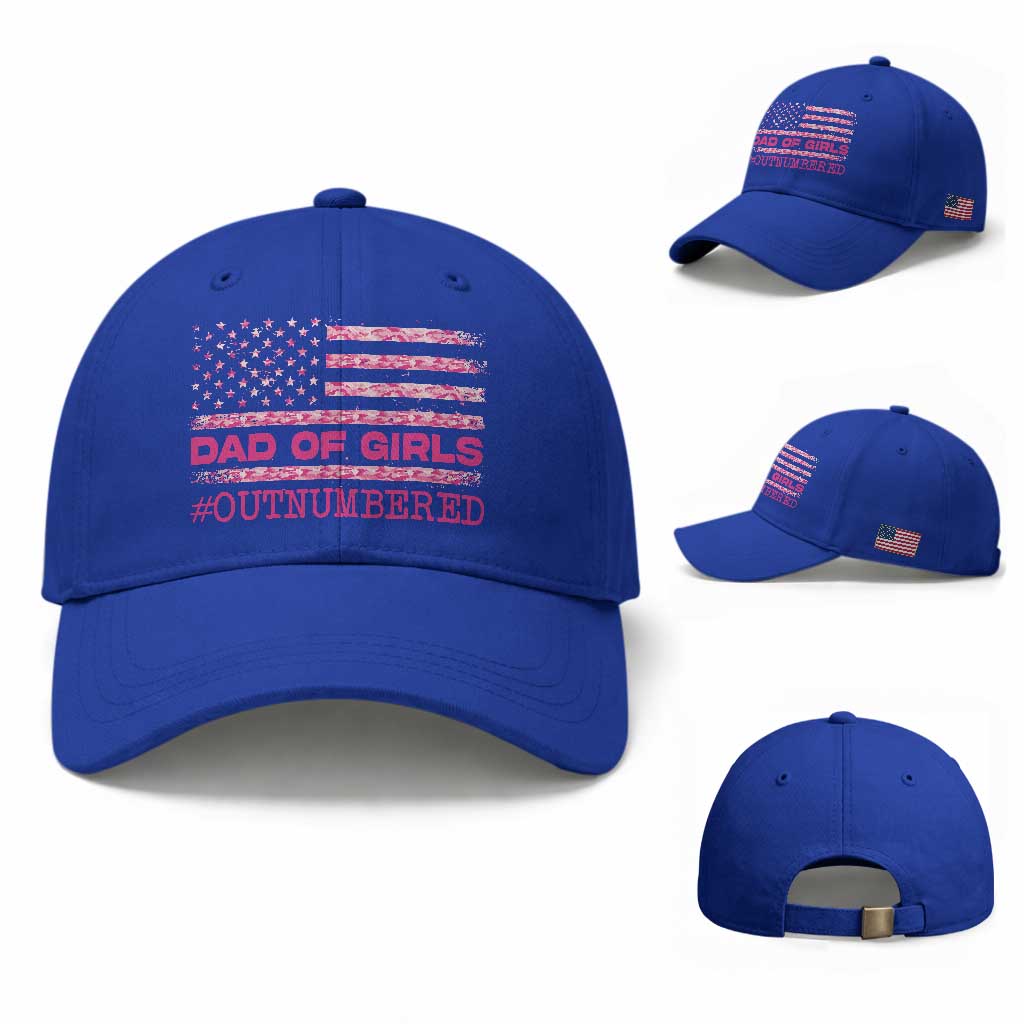 Dad Of Girls Baseball Cap Funny Girl Dads Pink Camo American Flag