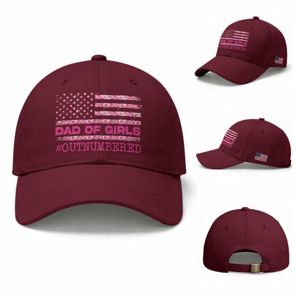 Dad Of Girls Baseball Cap Funny Girl Dads Pink Camo American Flag