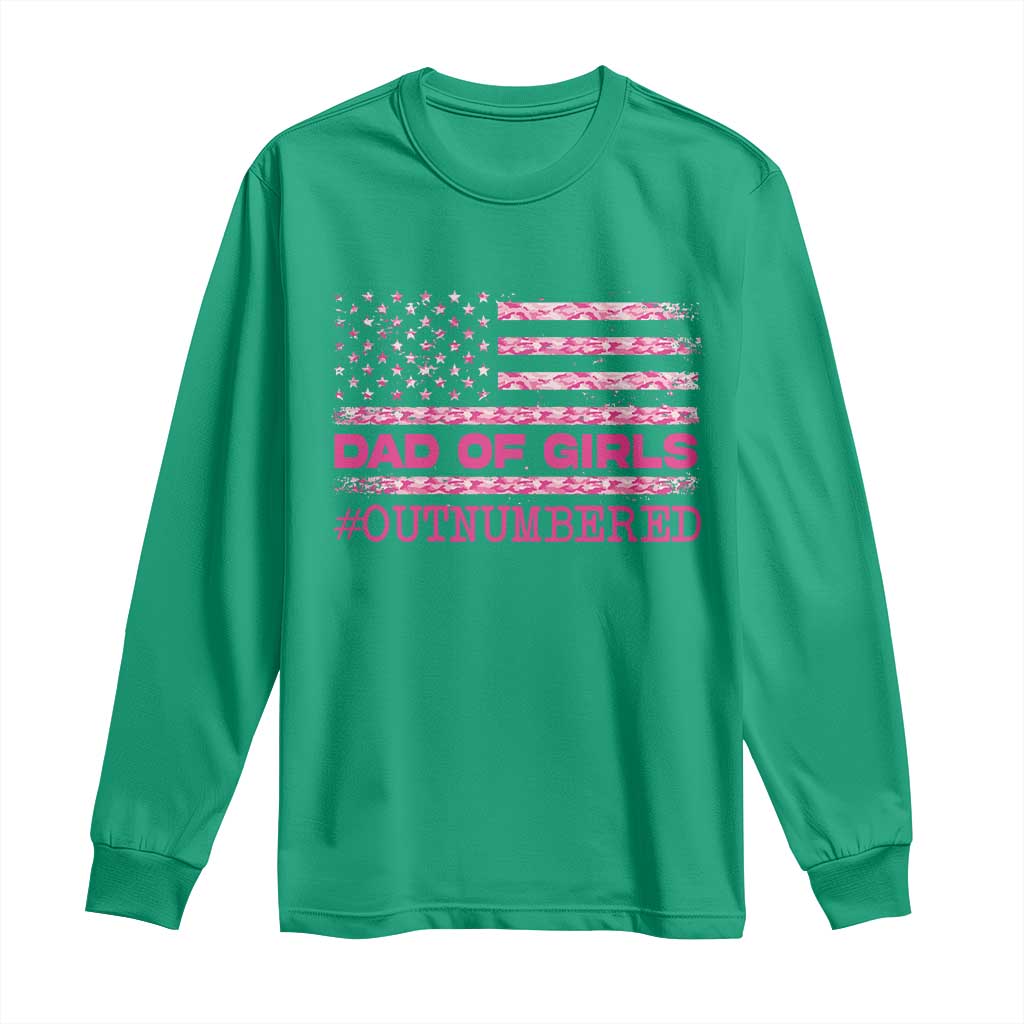 Dad Of Girls Long Sleeve Shirt Funny Girl Dads Pink Camo American Flag