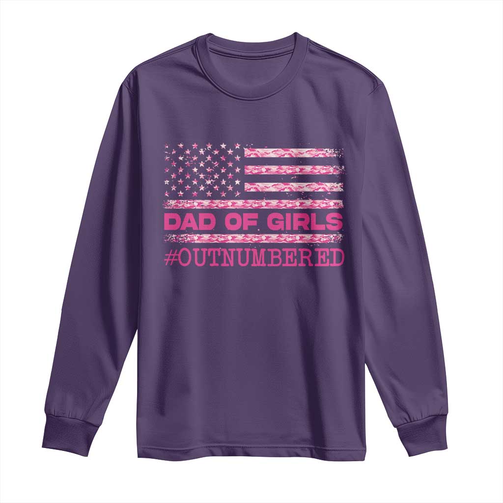 Dad Of Girls Long Sleeve Shirt Funny Girl Dads Pink Camo American Flag