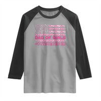 Dad Of Girls Raglan Shirt Funny Girl Dads Pink Camo American Flag