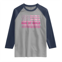 Dad Of Girls Raglan Shirt Funny Girl Dads Pink Camo American Flag