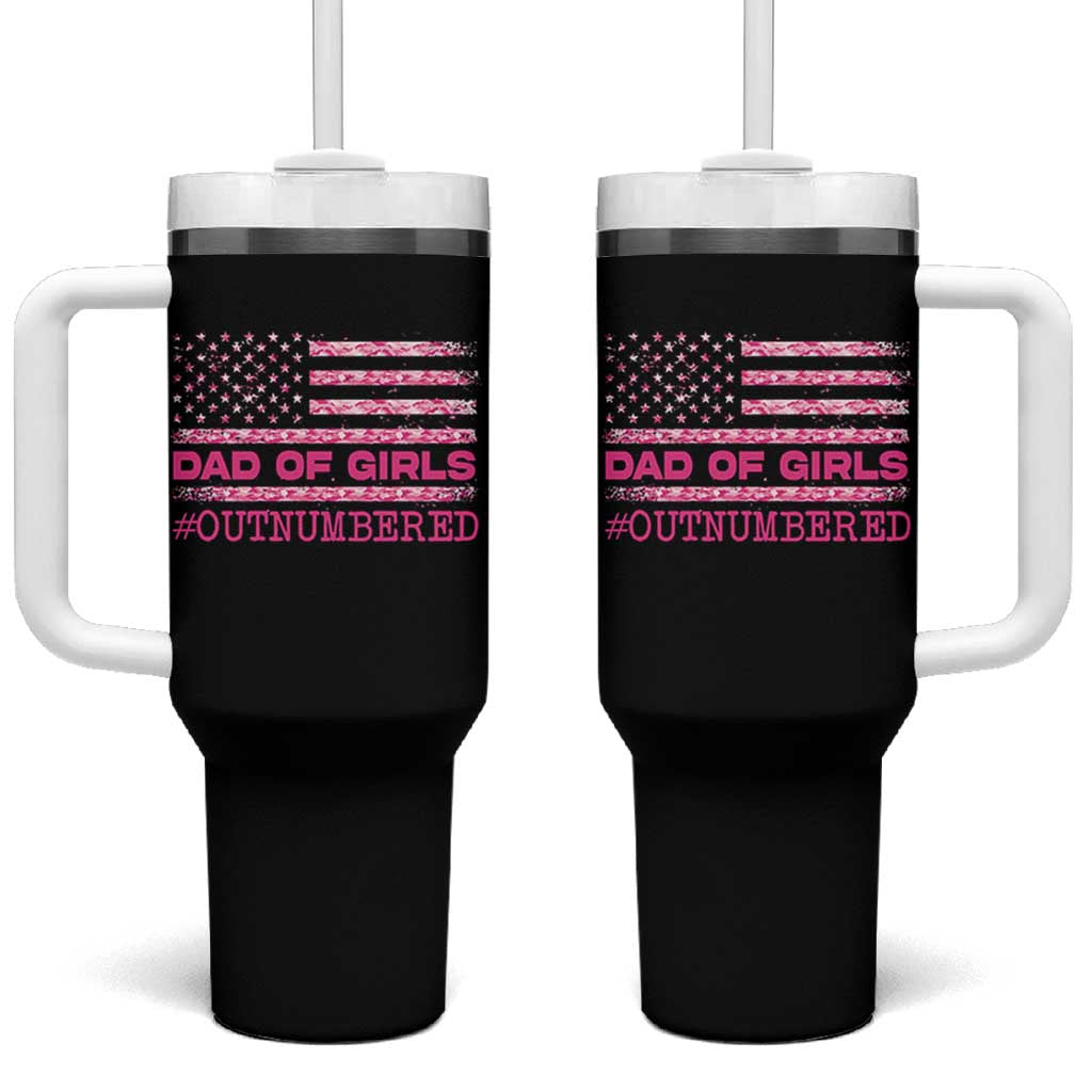 Dad Of Girls Tumbler With Handle Funny Girl Dads Pink Camo American Flag