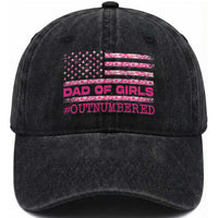 Dad Of Girls Washed Cotton Baseball Cap Funny Girl Dads Pink Camo American Flag