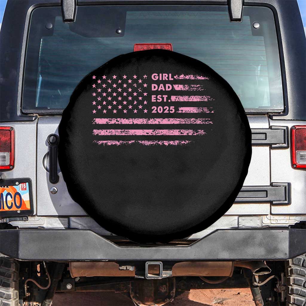 Girl Dad Est. 2025 Spare Tire Cover Expect Baby Fathers Day USA Flag