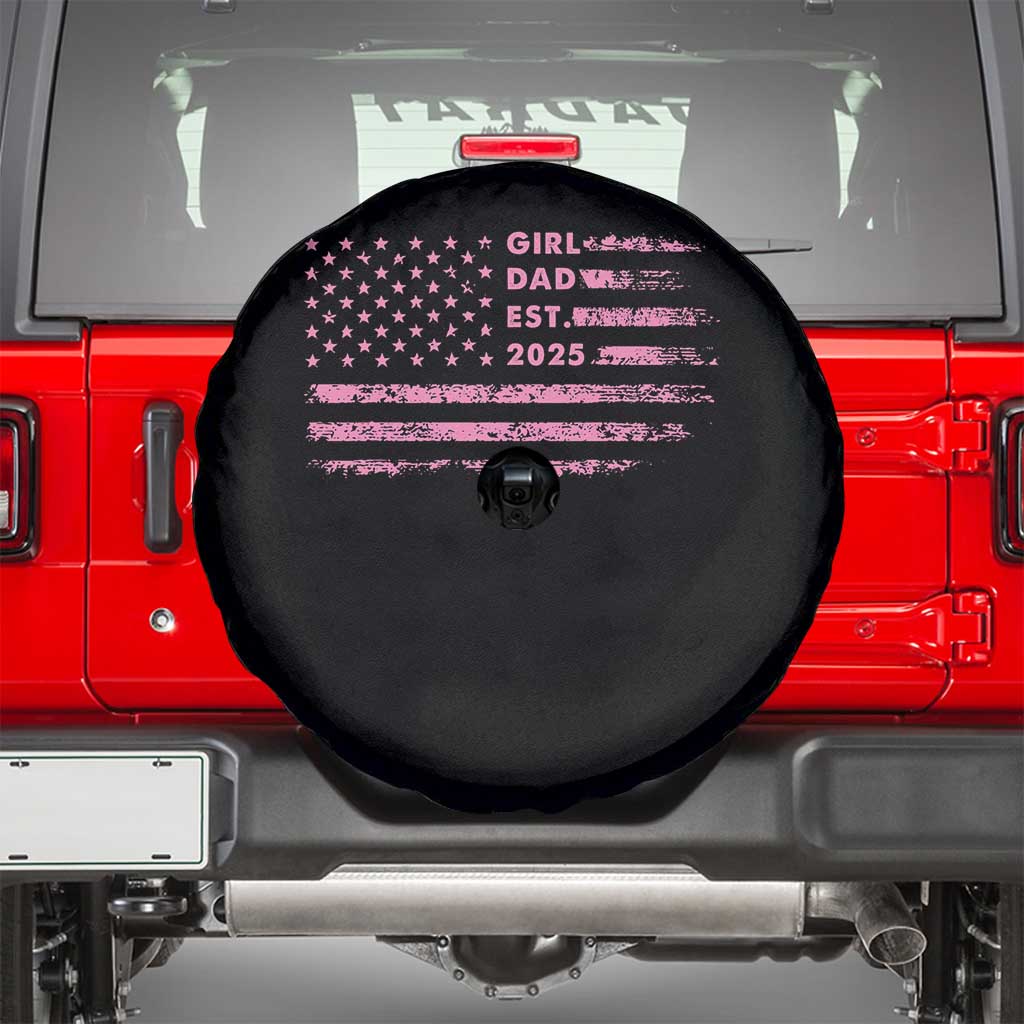 Girl Dad Est. 2025 Spare Tire Cover Expect Baby Fathers Day USA Flag