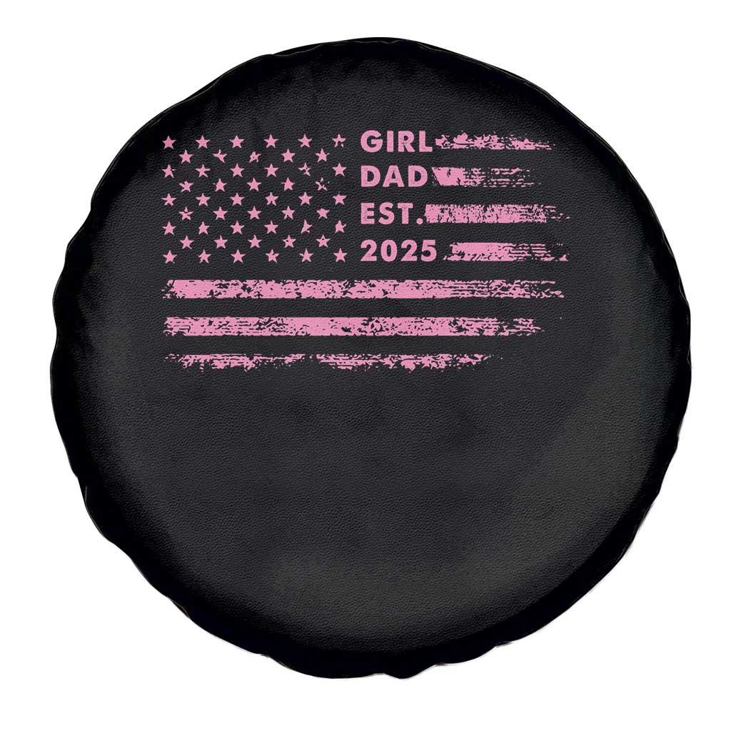 Girl Dad Est. 2025 Spare Tire Cover Expect Baby Fathers Day USA Flag