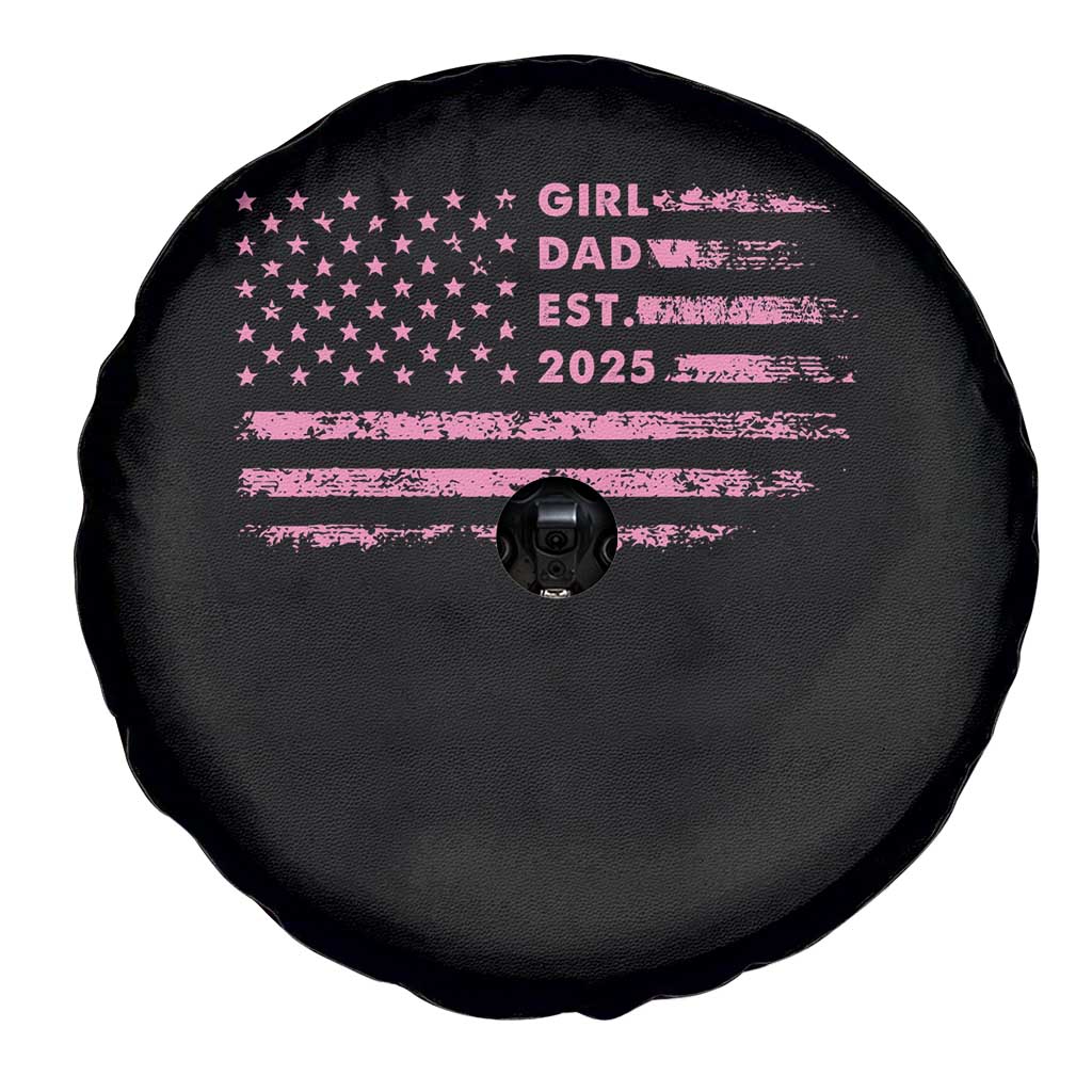 Girl Dad Est. 2025 Spare Tire Cover Expect Baby Fathers Day USA Flag