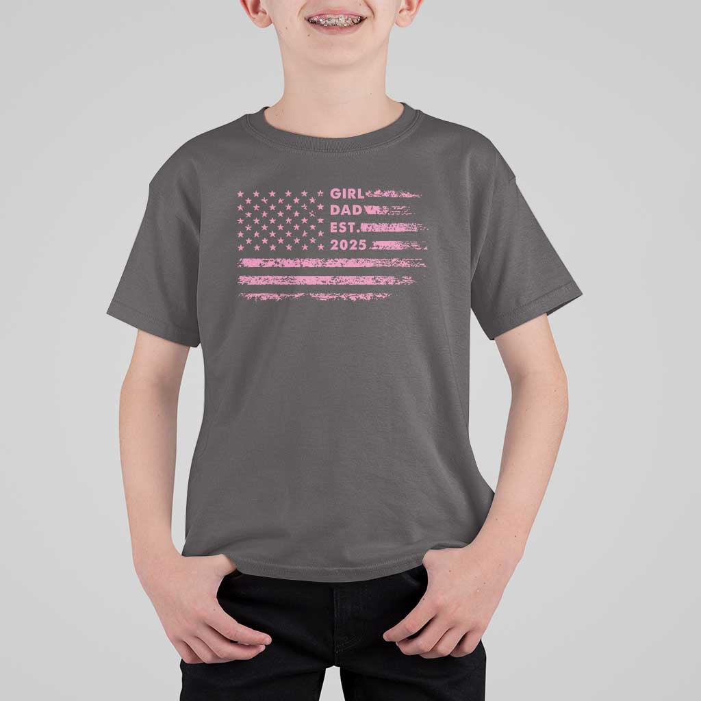 Girl Dad Est. 2025 T Shirt For Kid Expect Baby Fathers Day USA Flag